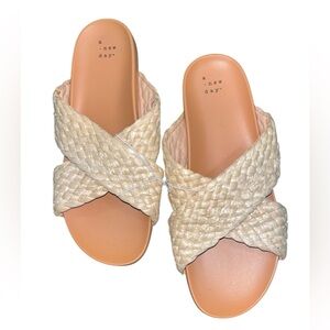 A New Day Raffia Slide Sandals Almond 
Size 9.5. NWT